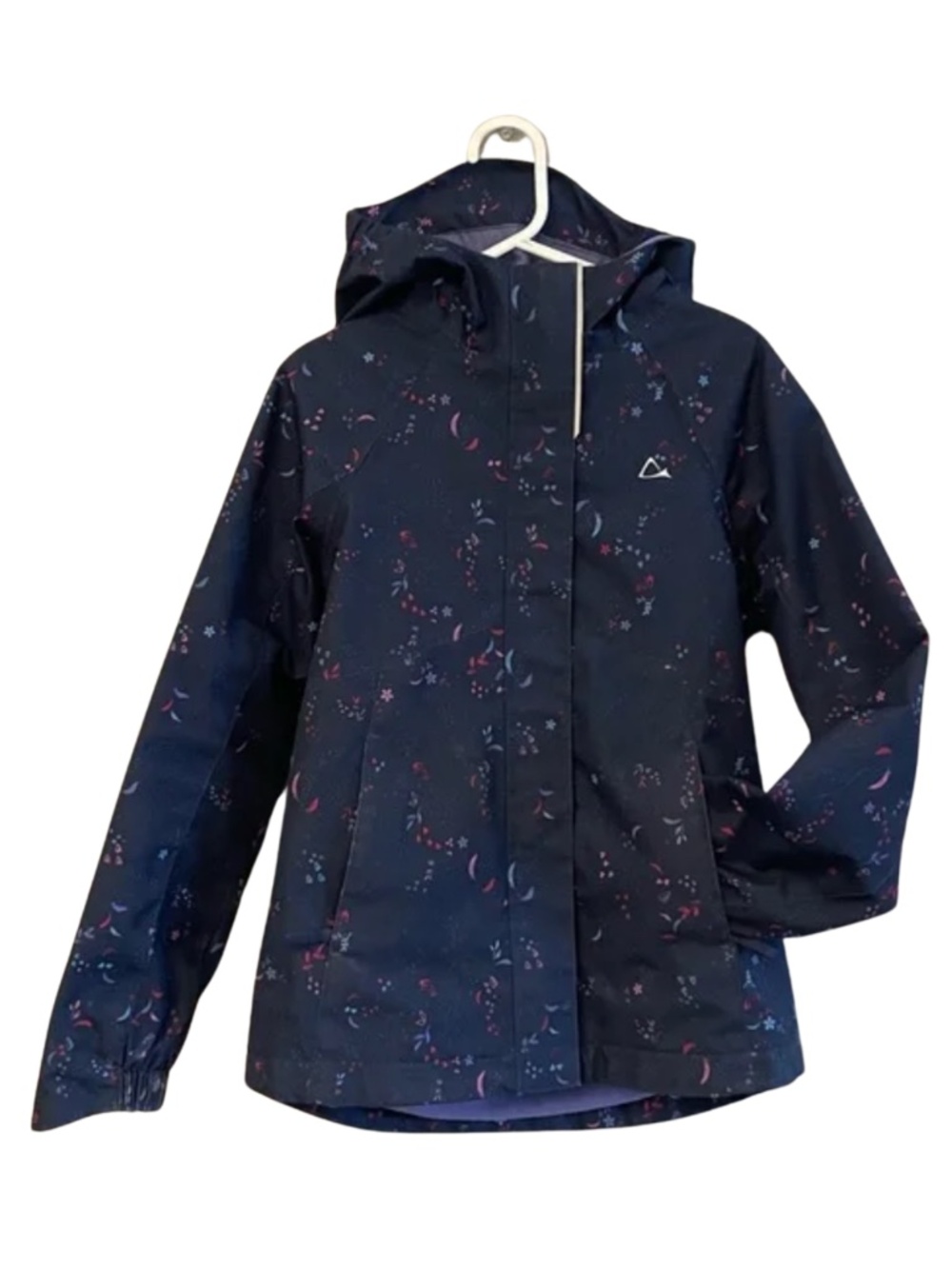 Paradox Navy Floral Girls Fleece Lined Rain Jacket – Size 7/8 GUC